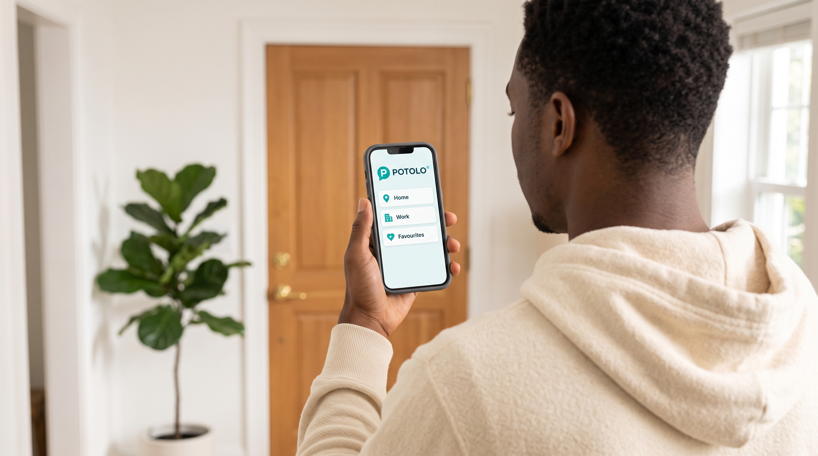 Potolo app with saved home and work places