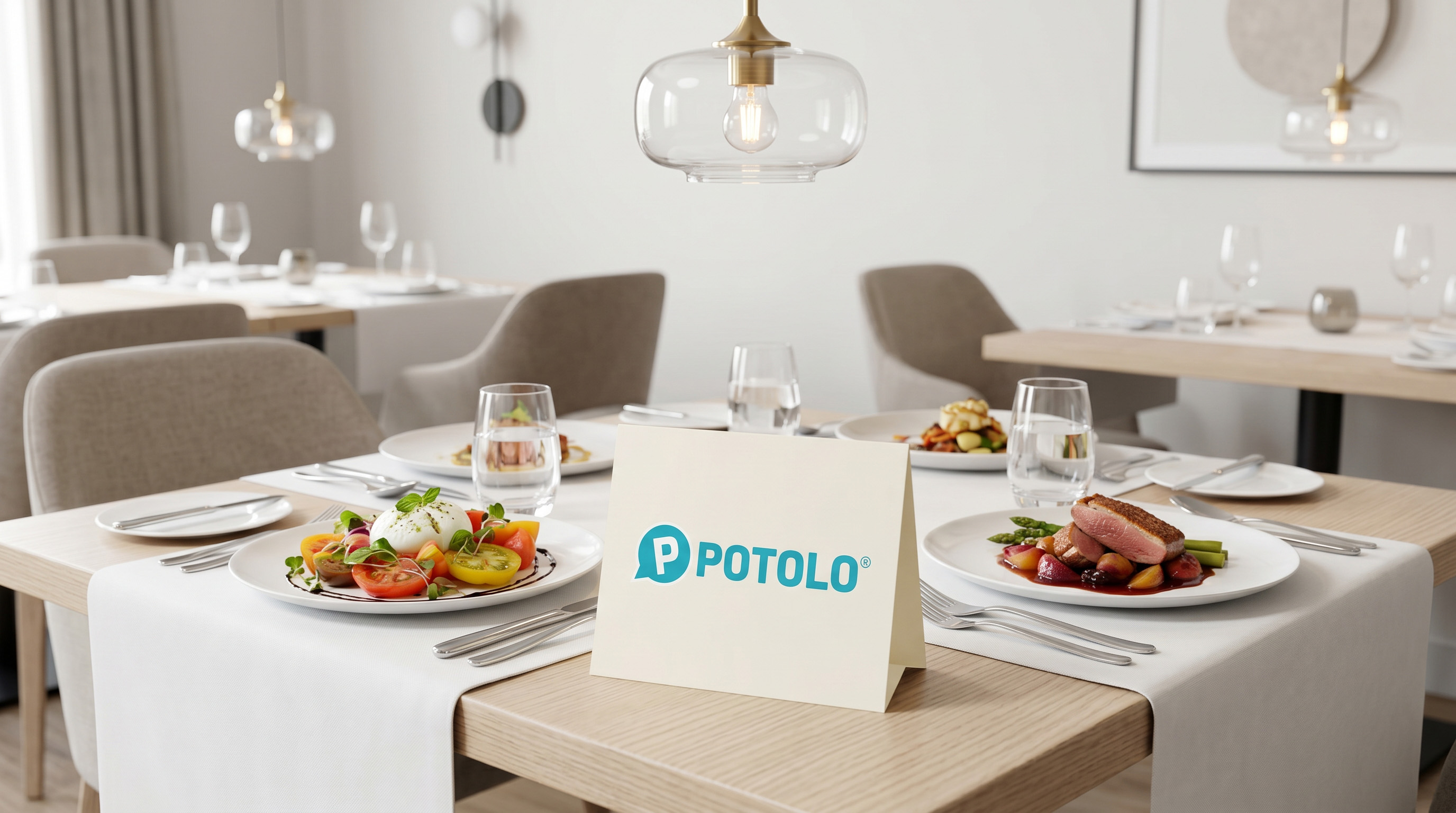 Plated meals on a table at a Potolo partner restaurant
