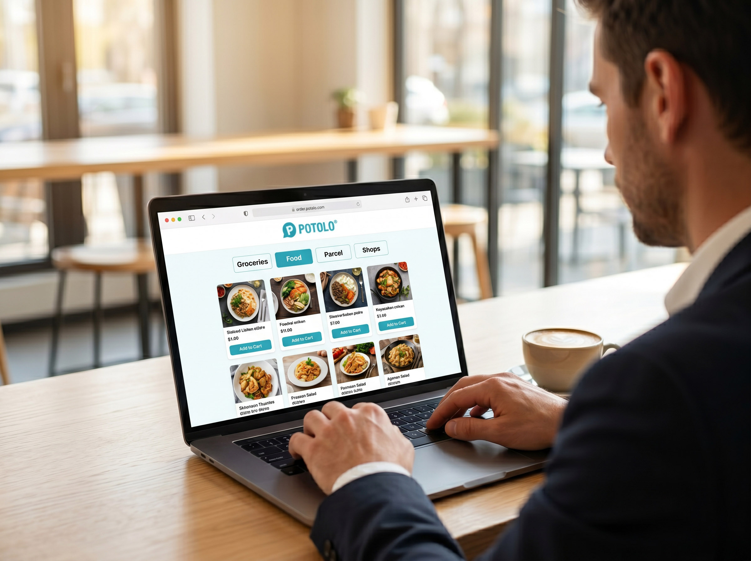 Customer ordering food from the new Potolo web store